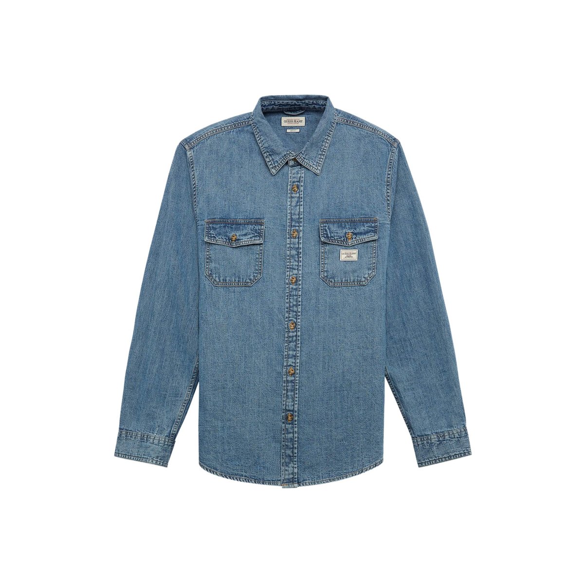 Chemise Classique En Jean À Manches Longues bleu, GUESS