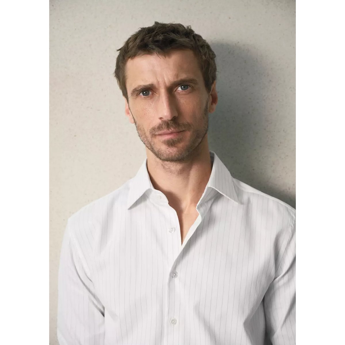 Chemise 100 % coton rayures slim-fit gris, MANGO MAN