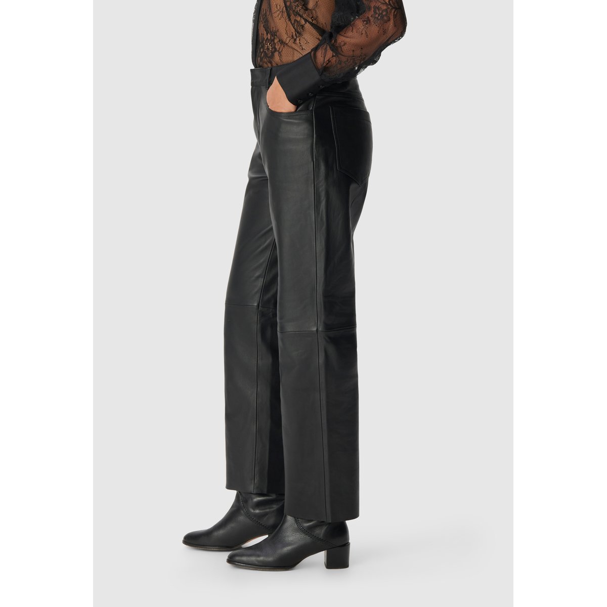 Pantalon en cuir droit JANIS noir, IKKS