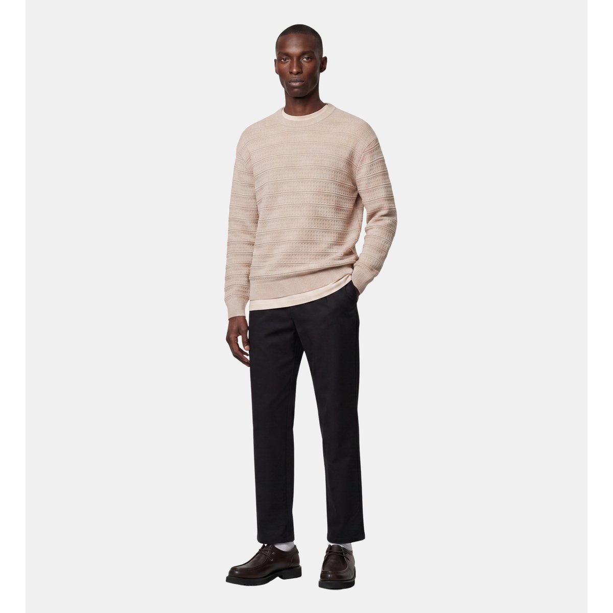 Pull tuloriz en maille de laine mélangée écru et beige, GALERIES LAFAYETTE