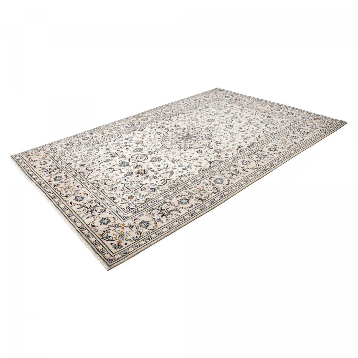 Tapis d'orient, motif oriental noué main en laine, KASHAN 2 crème, bleu, marron, UN AMOUR DE TAPIS