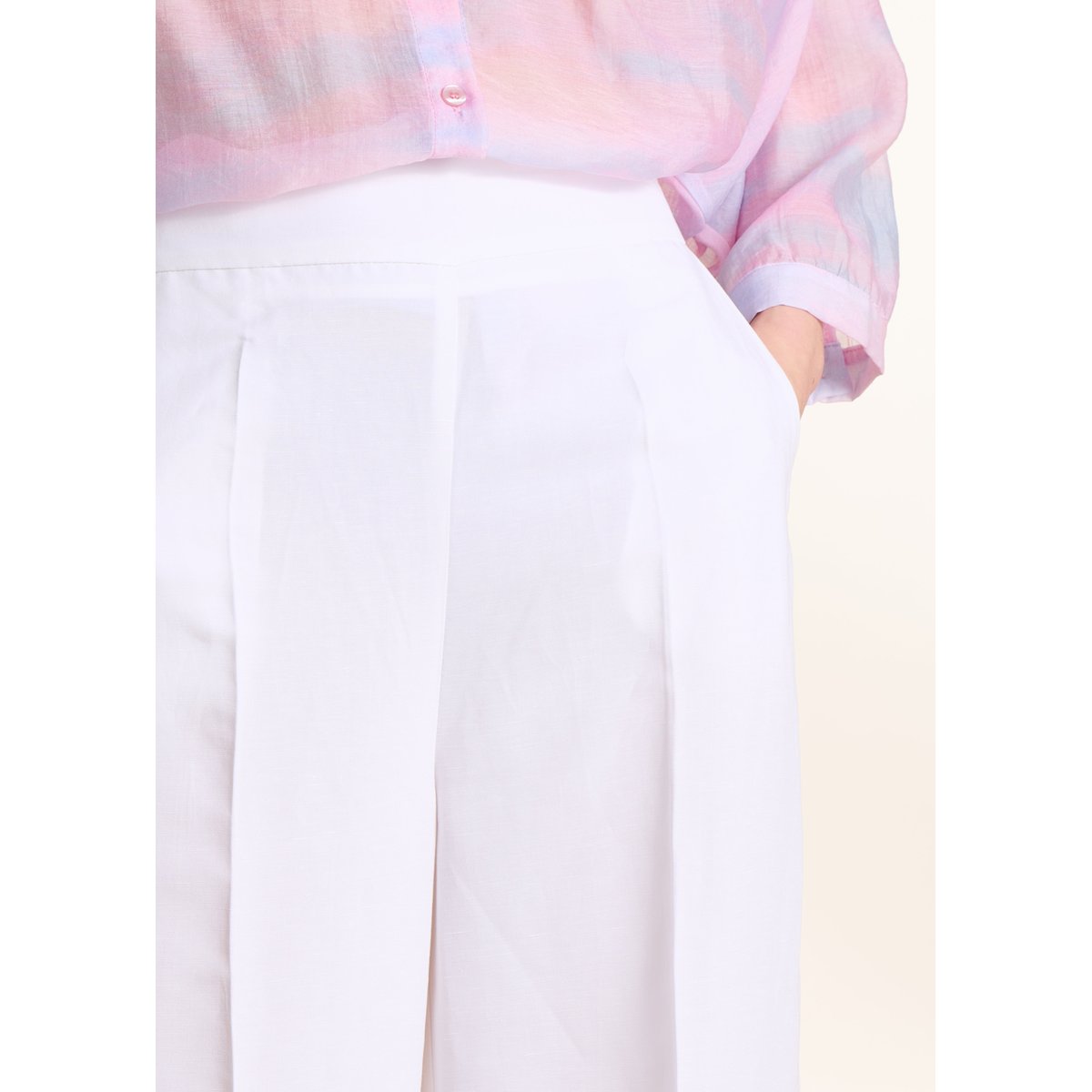 Pantalon large taille haute blanc, LA FEE MARABOUTEE