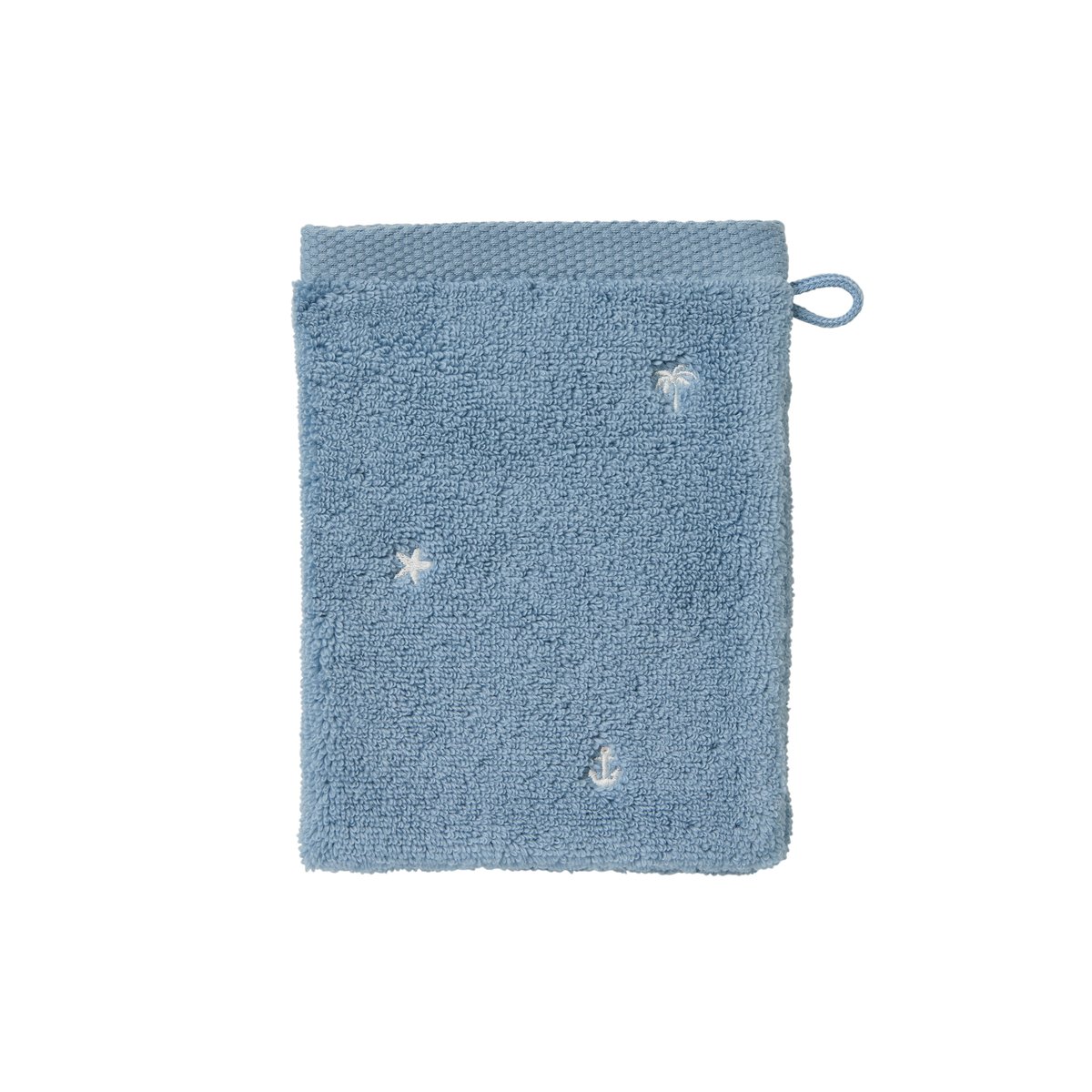 Gant de toilette coton ZÉPHIRE baltique marin, CARRE BLANC