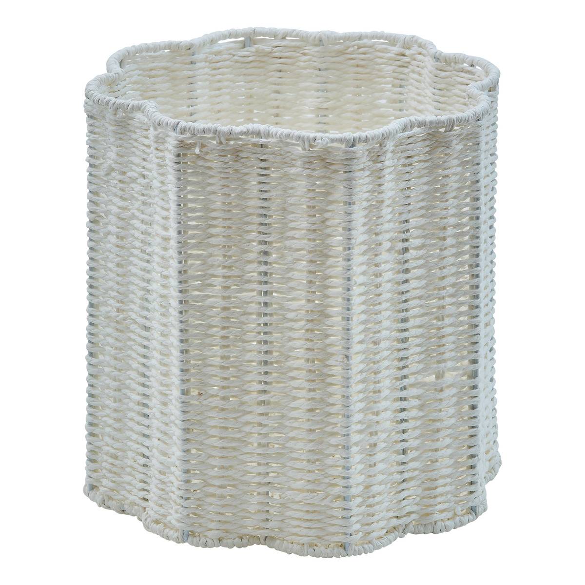 Lot de 3 paniers tressés forme fleur FLEUR DE ROSE blanc, ATMOSPHERA