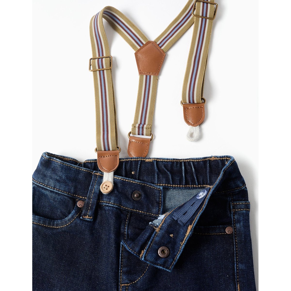 Pantalon en jean avec bretelles amovibles bleu foncé, ZIPPY