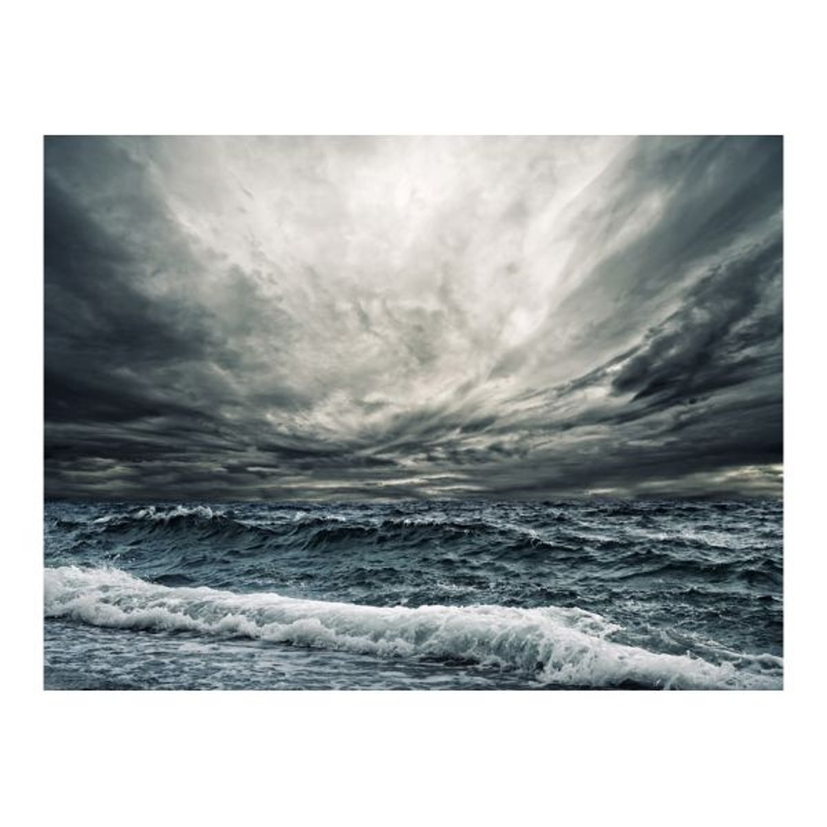 Papier peint intissé panoramique Paysage Ocean waves gris / argent, EDEN
