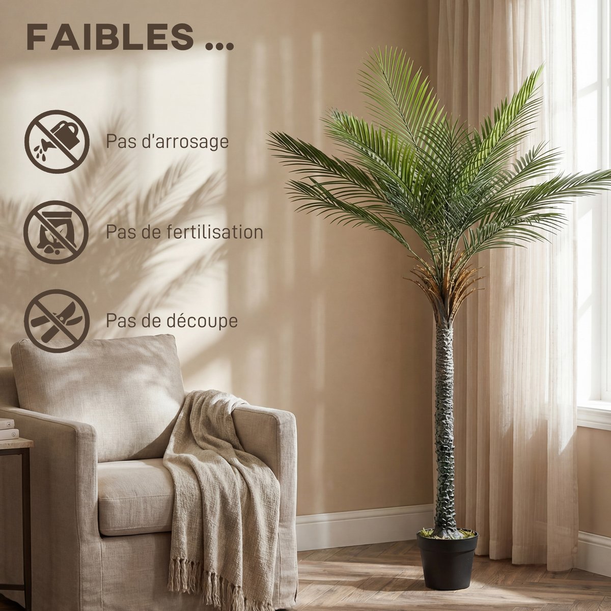 Palmier artificiel PE Vert vert, HOMCOM
