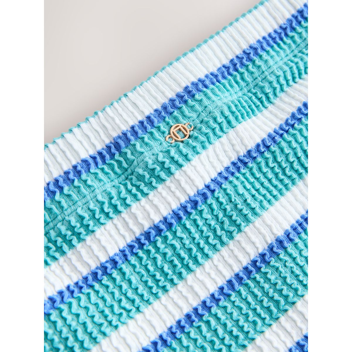 Bas de bikini short rayures froissées bleu turquoise/blanc, NEXT
