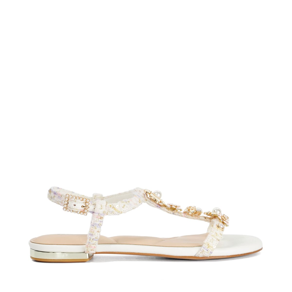 Sandales style Salomé ornées de fleurs - NATURE multi-fabric, DUNE LONDON
