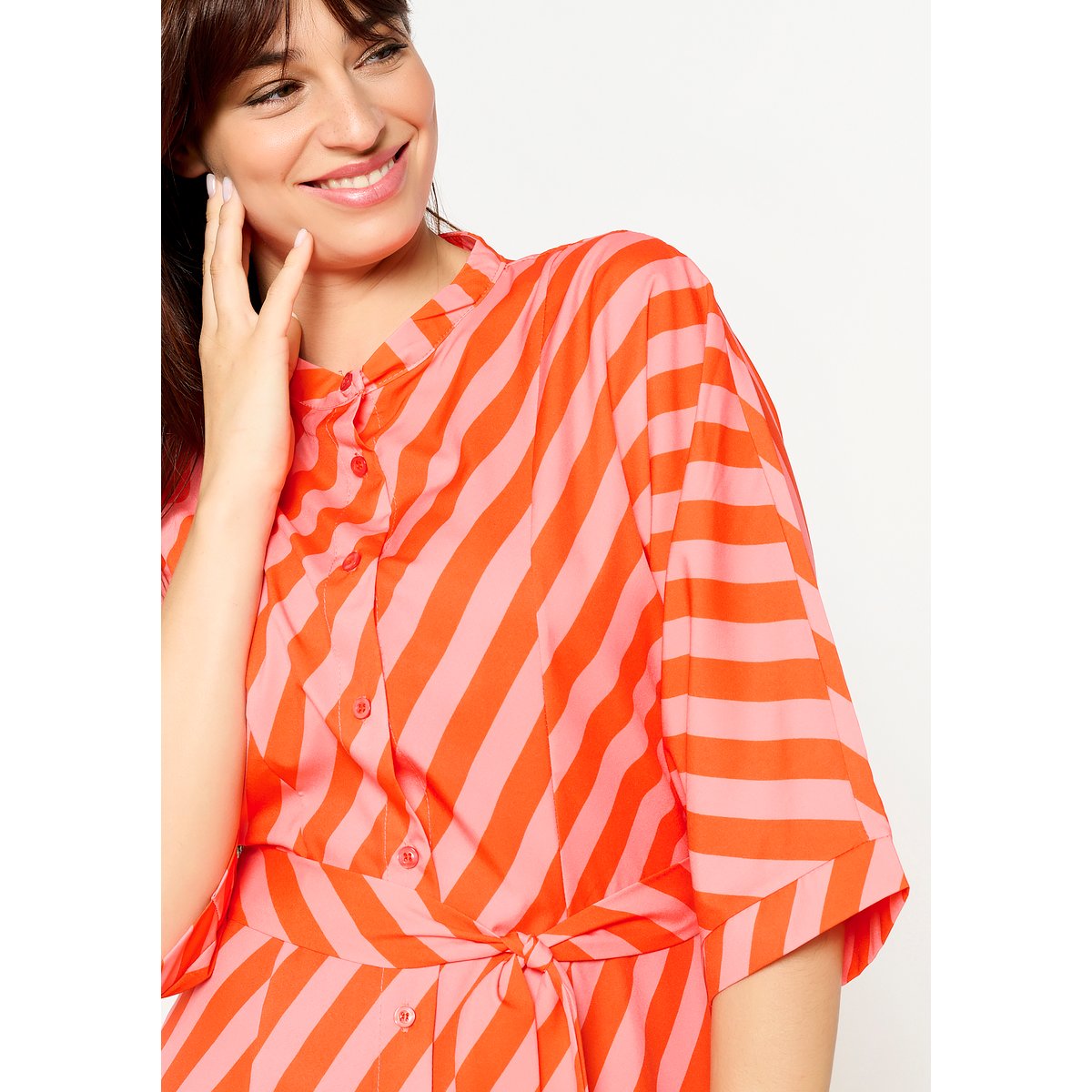 Robe chemise rayée fuchsia, LOLALIZA