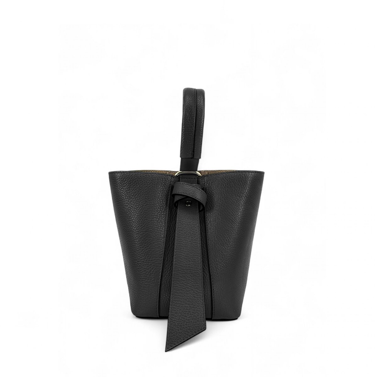 Sac seau et pochette en cuir grainé BIRDIE noir, OH MY BAG