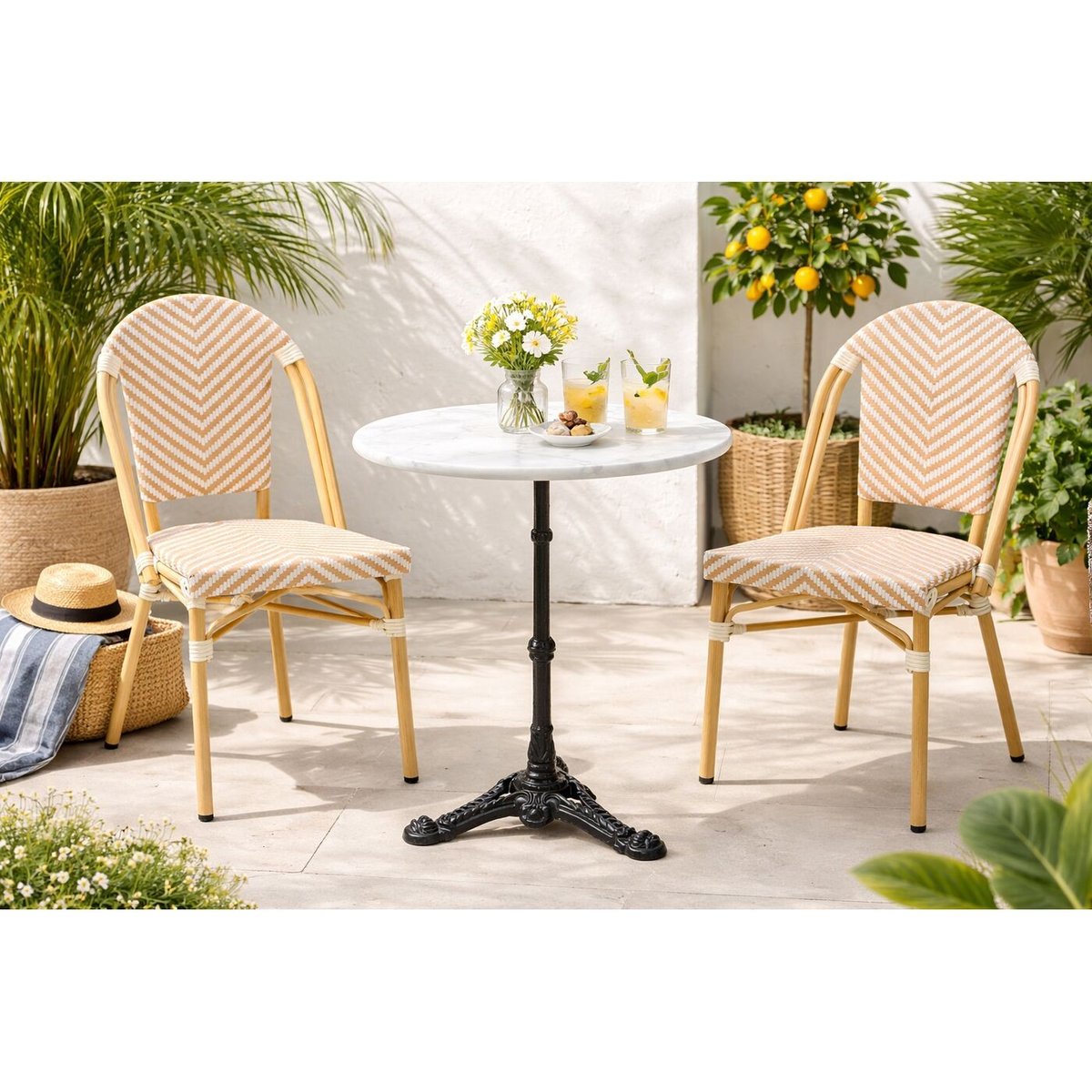 Ensemble de jardin table et 2 chaises, MONTMARTRE beige, KARE DESIGN