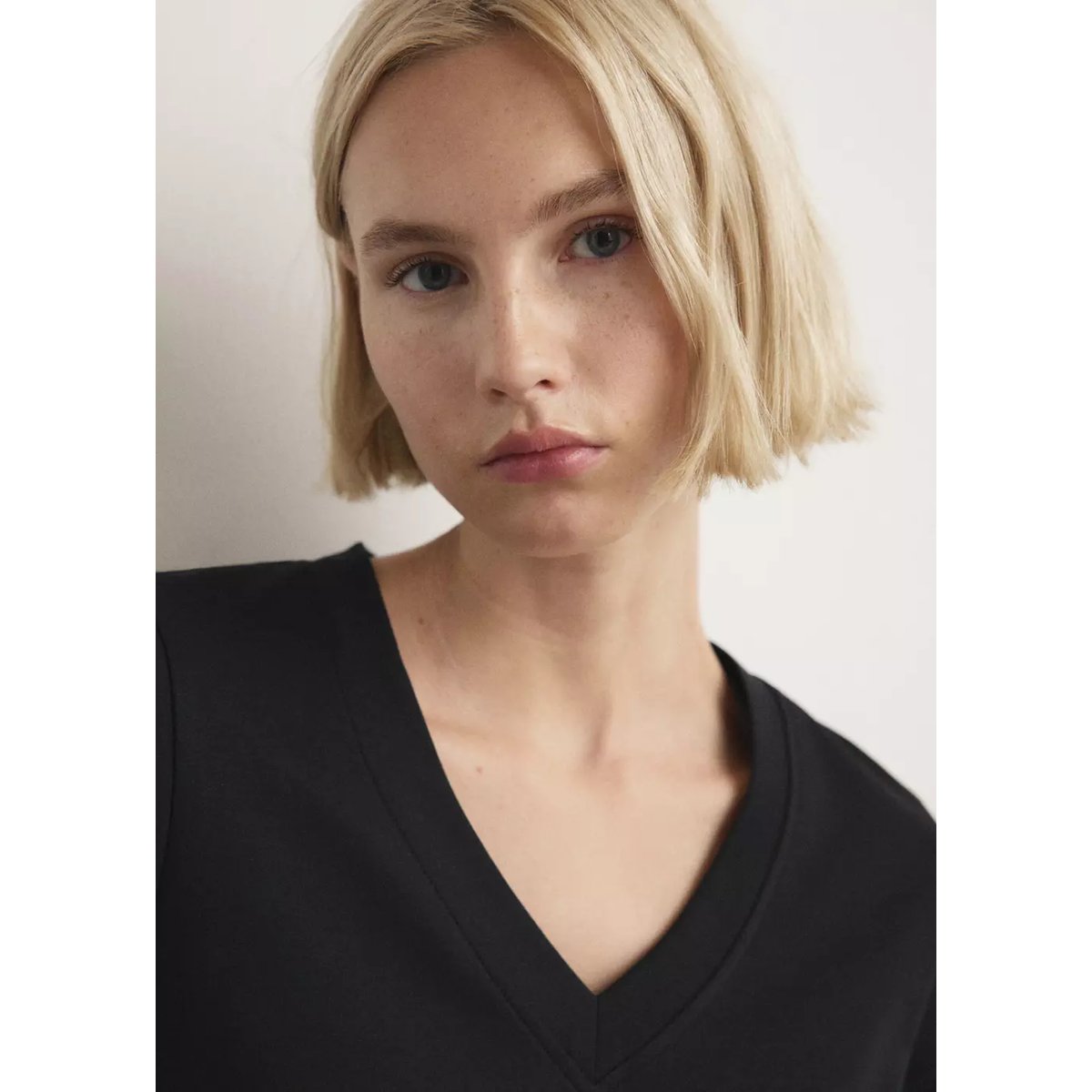 T-shirt de pyjama en coton manches courtes noir, MANGO