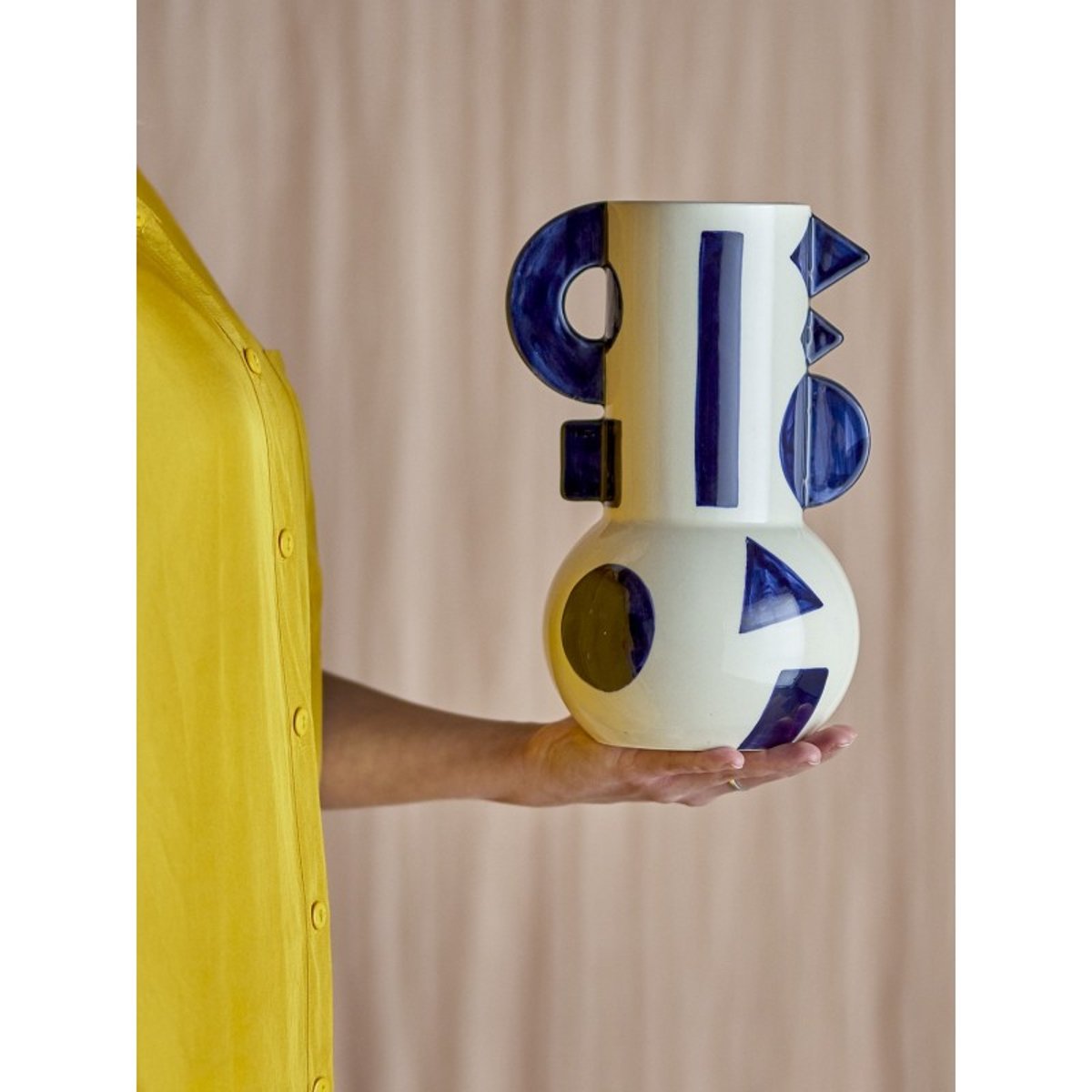 Vase design grès Graphica bleu, BLOOMINGVILLE