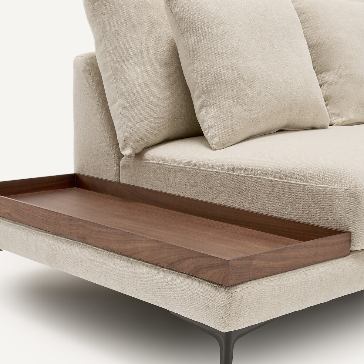 Demi-canapé avec plateau, en polyester natté, MODERNISTE ivoire, EMMANUEL GALLINA X AM.PM