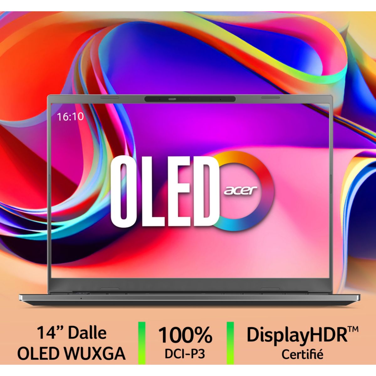 Ordinateur portable Aspire A14-61M-R5R2 14" OLED AMD Ryzen AI 7 345 16 Go RAM DDR5 SSD 1 To Copilot+PC couleur unique, ACER