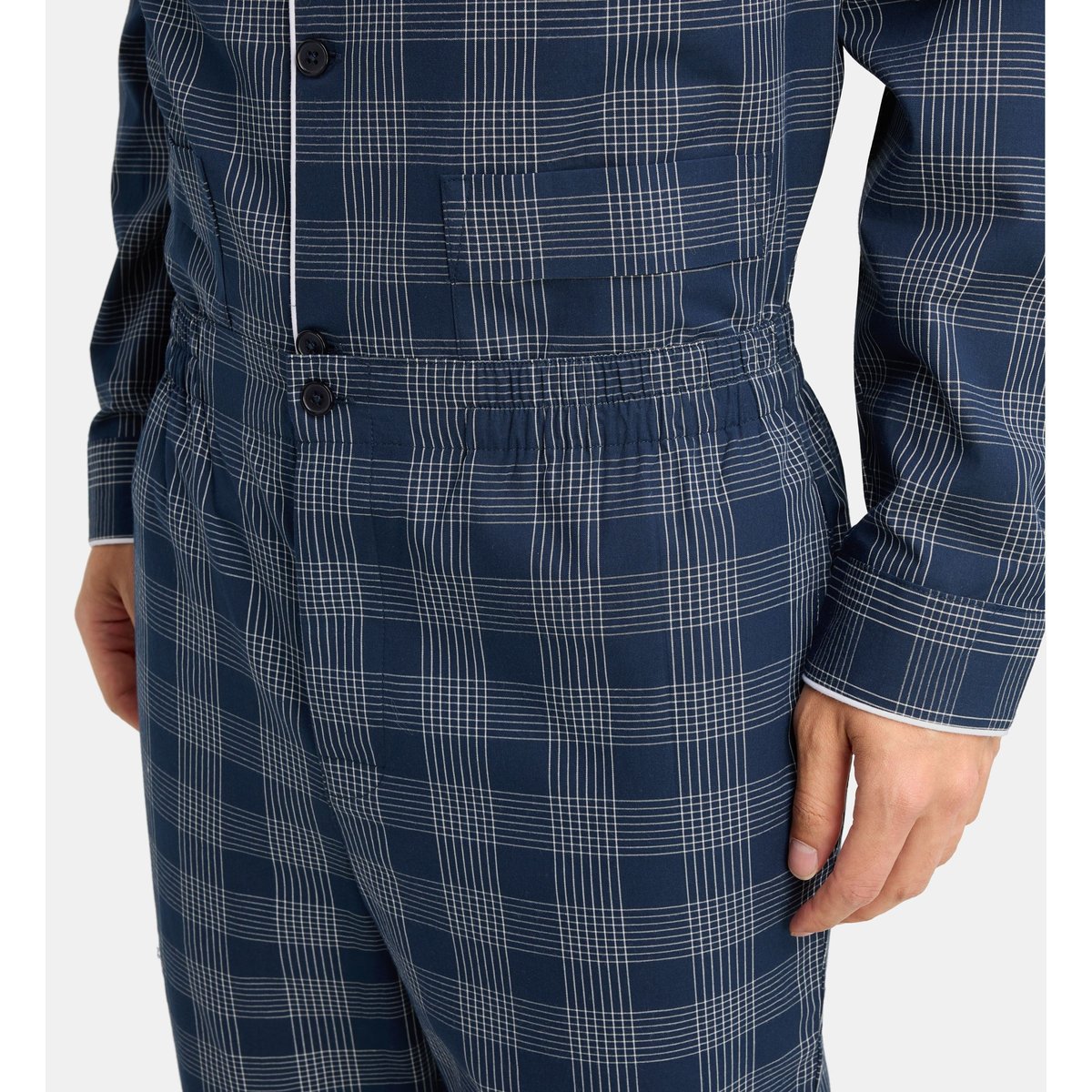 Pyjama long domo en popeline de coton bio bleu marine, GALERIES LAFAYETTE