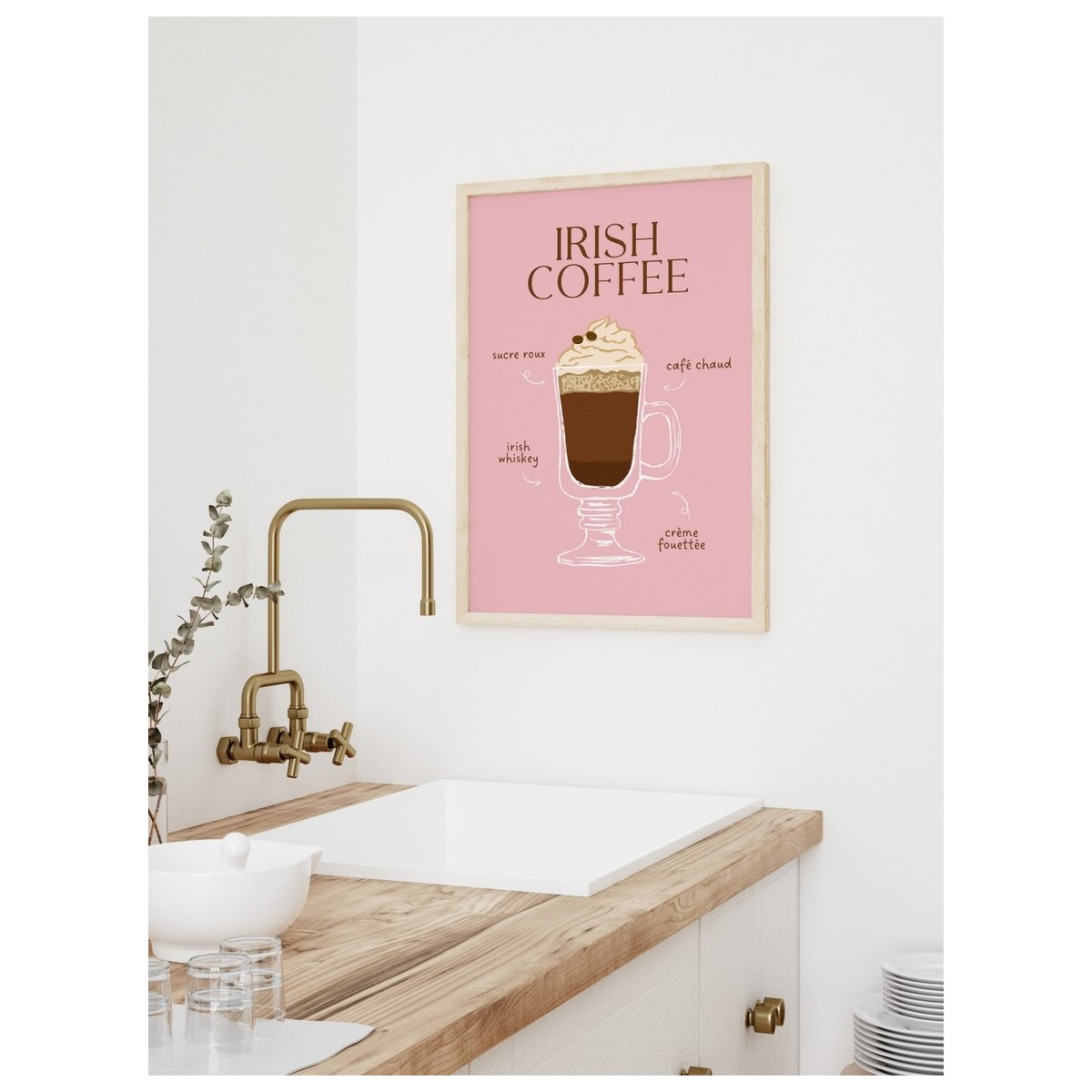 Affiche Cocktail Irish Coffee 2 blanc, L'AFFICHERIE