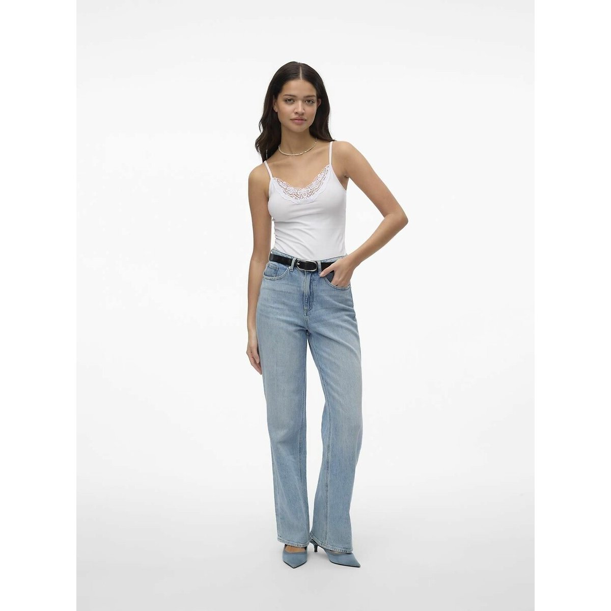Débardeur col dentelle blanc, VERO MODA