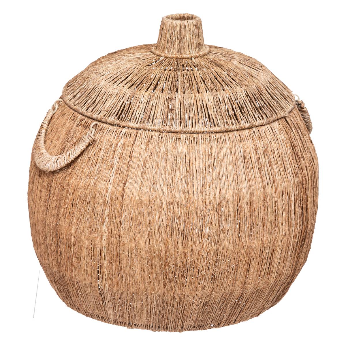 Lot de 2 paniers ronds en jute sur structure métal BALAYA beige, ATMOSPHERA