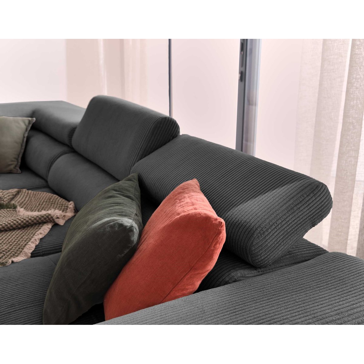 Canapé d'Angle Convertible 5 places - ZARIA gris foncé, BEST MOBILIER