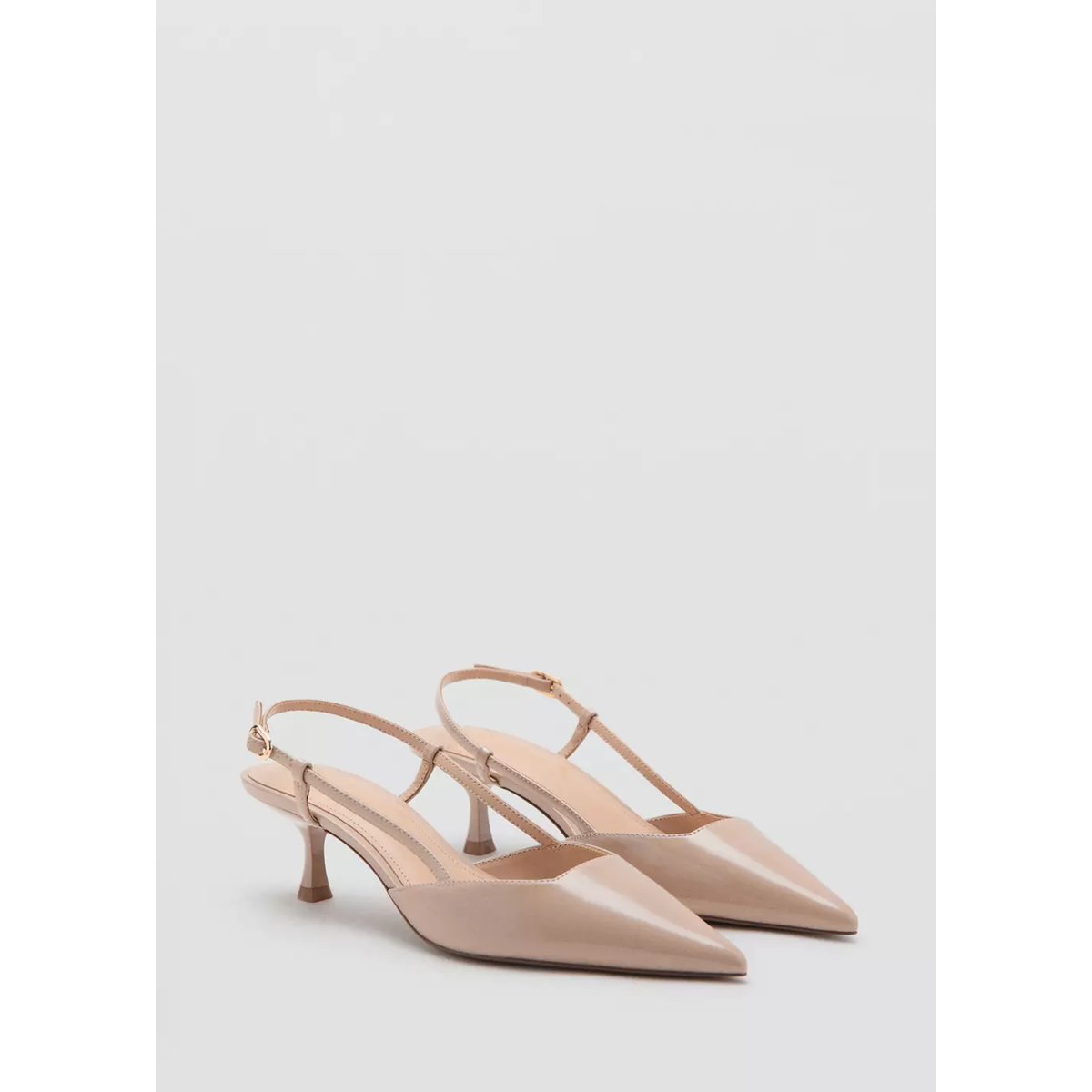 Chaussure à talon à bout verni nude, MANGO