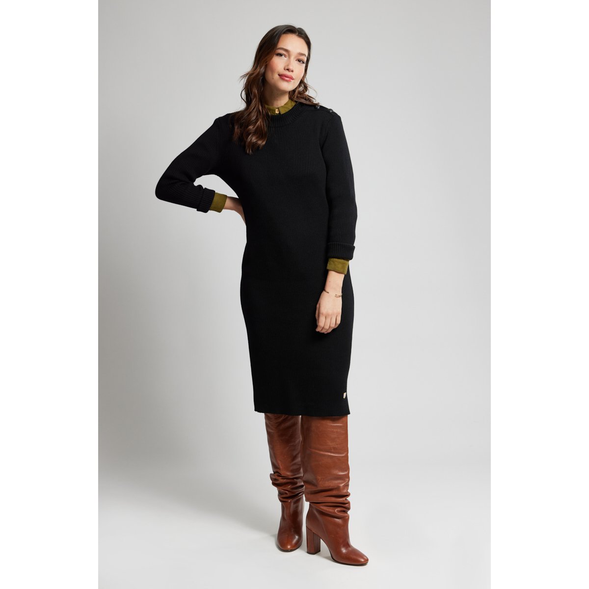 Robe longue en laine noir, ARMOR-LUX