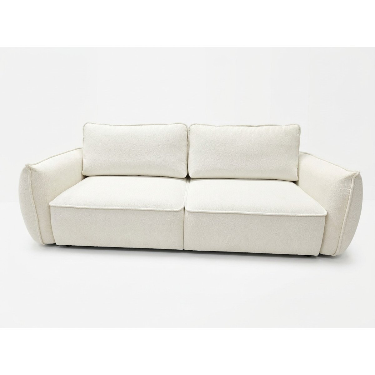 Canapé droit convertible 3 places en tissu chenille, ESMEE blanc, BOBOCHIC
