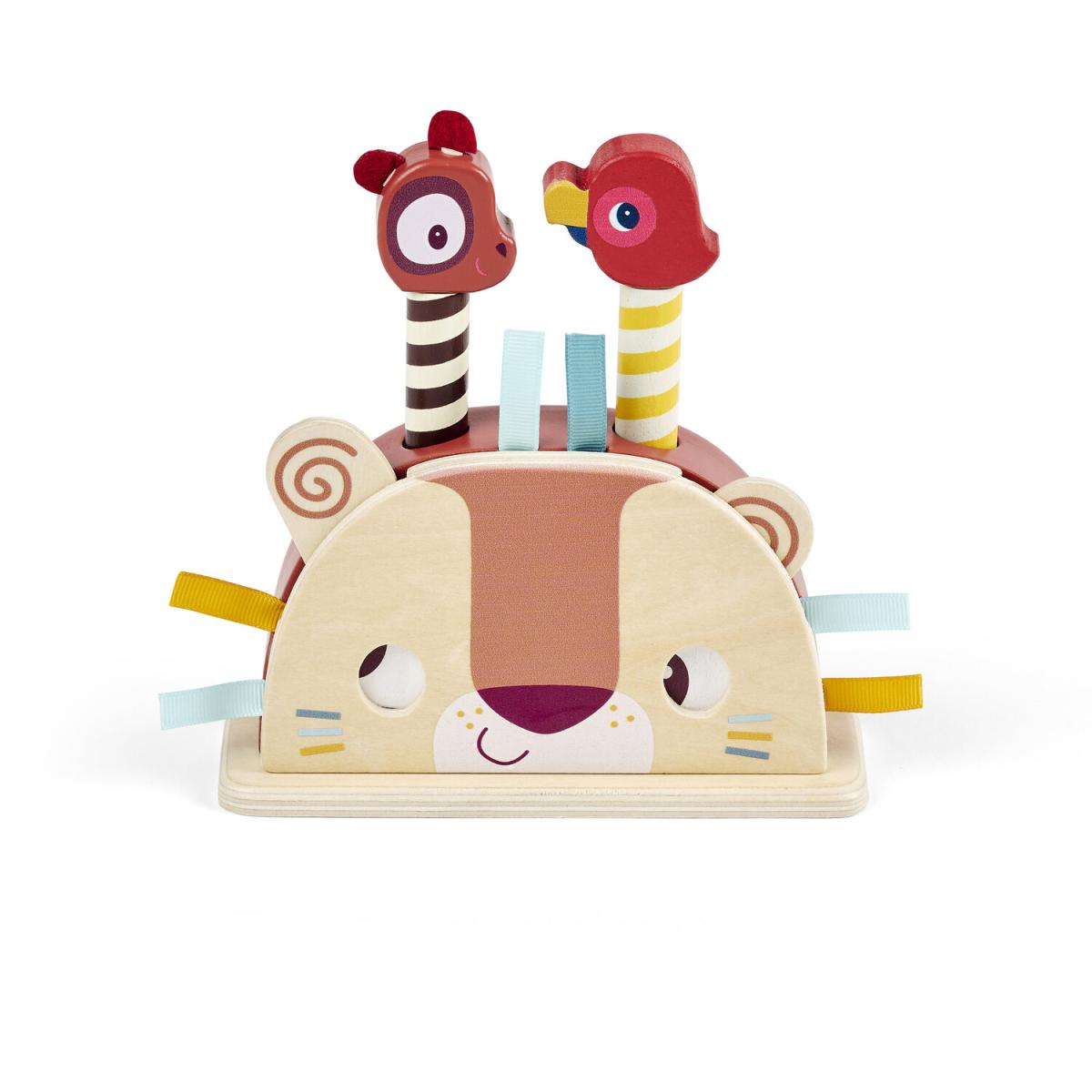 Pop Up en bois Jack et les animaux de la jungle couleur unique, LILLIPUTIENS