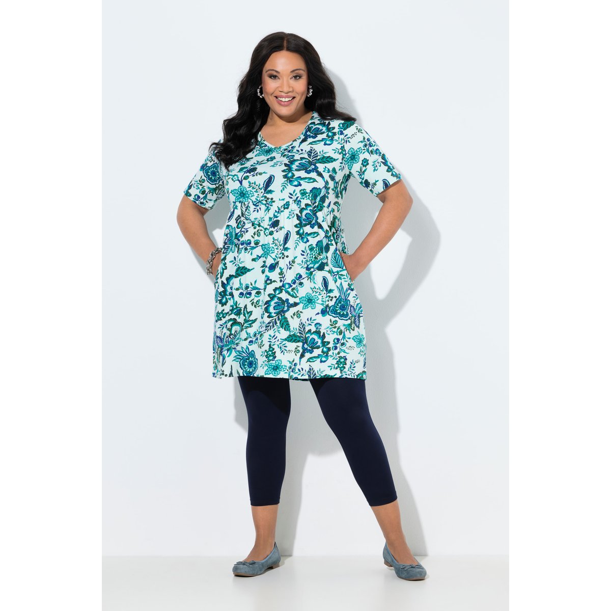 T-shirt long blanc cassé, ULLA POPKEN