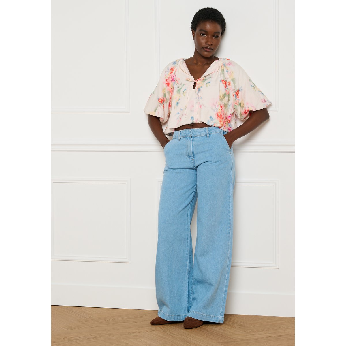 Jean large fluide blue bleached, LOLALIZA
