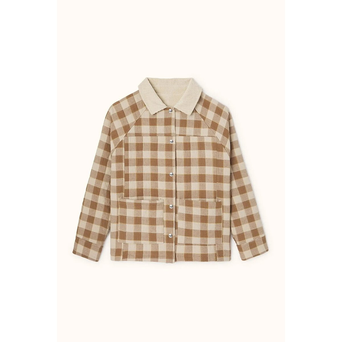 Ondi Reversible Checked Jacket camel / cream tiles, APACHES COLLECTIONS