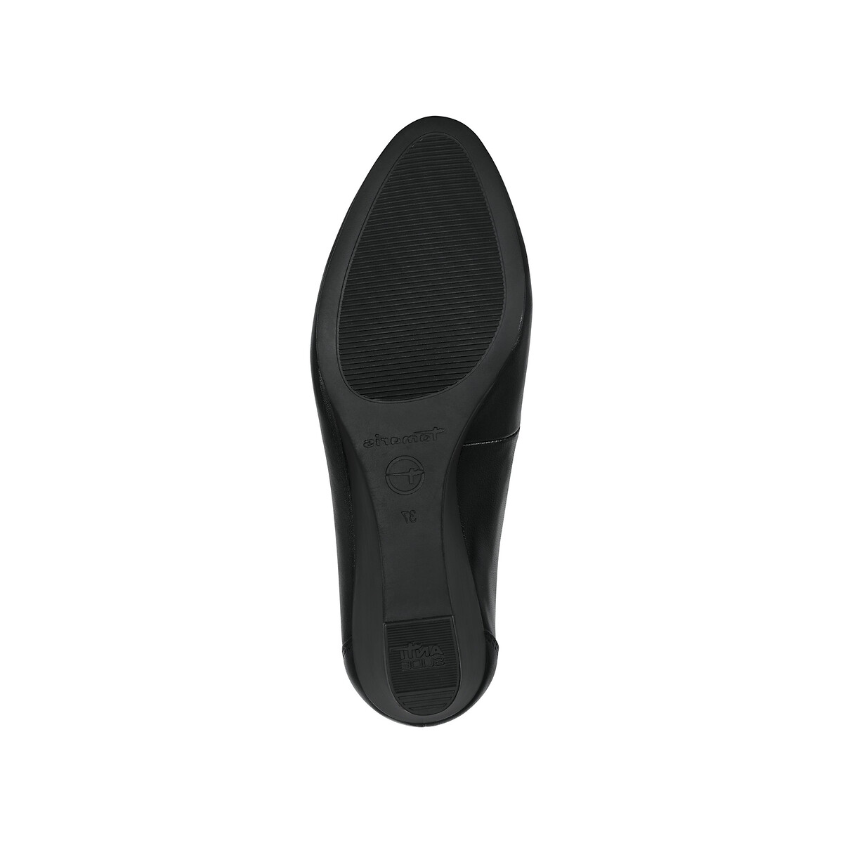 Ballerines talon compensé en cuir noir, TAMARIS