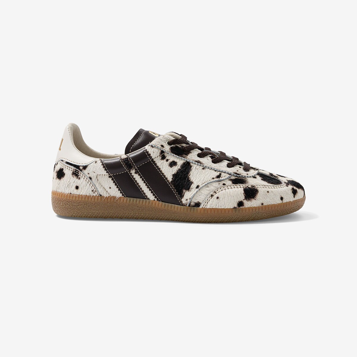 Baskets en cuir blanc/marron, CAVAL