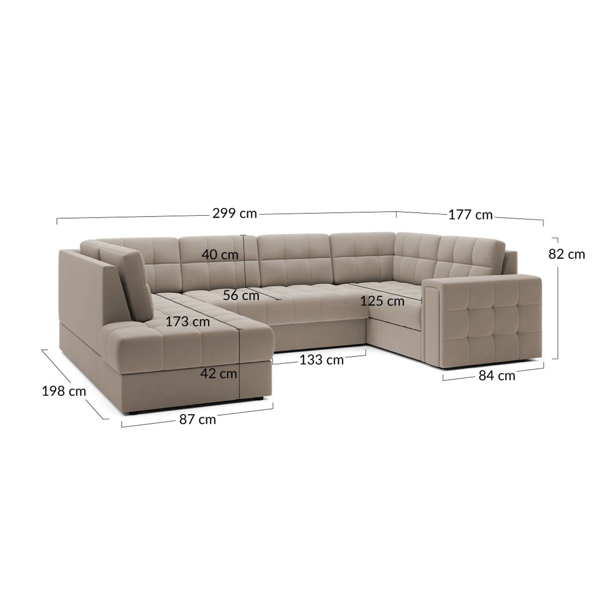 Canapé d'Angle Convertible 7 places - NAPPA gris, BEST MOBILIER