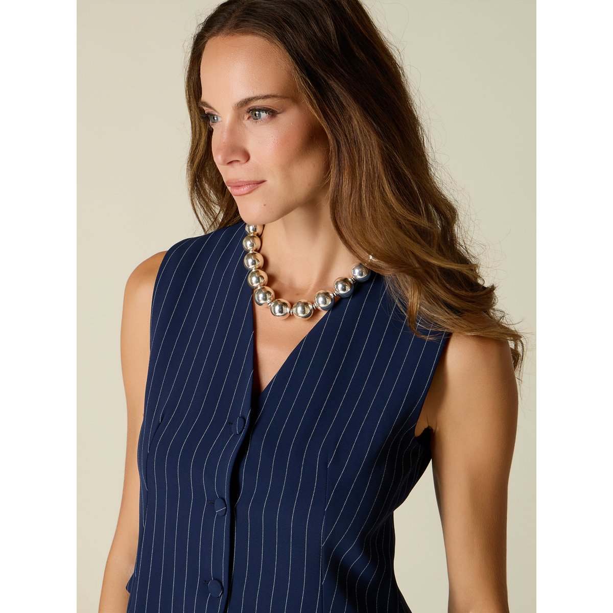 Gilet court à motif rayé bleu, OLTRE