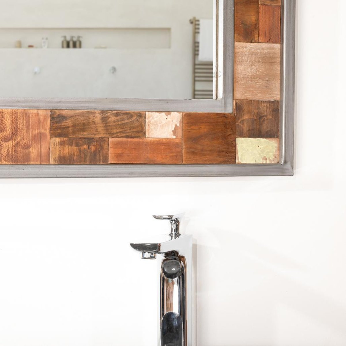 Miroir de teck métal rectangle 70x70 FACTORY naturel, WANDA COLLECTION