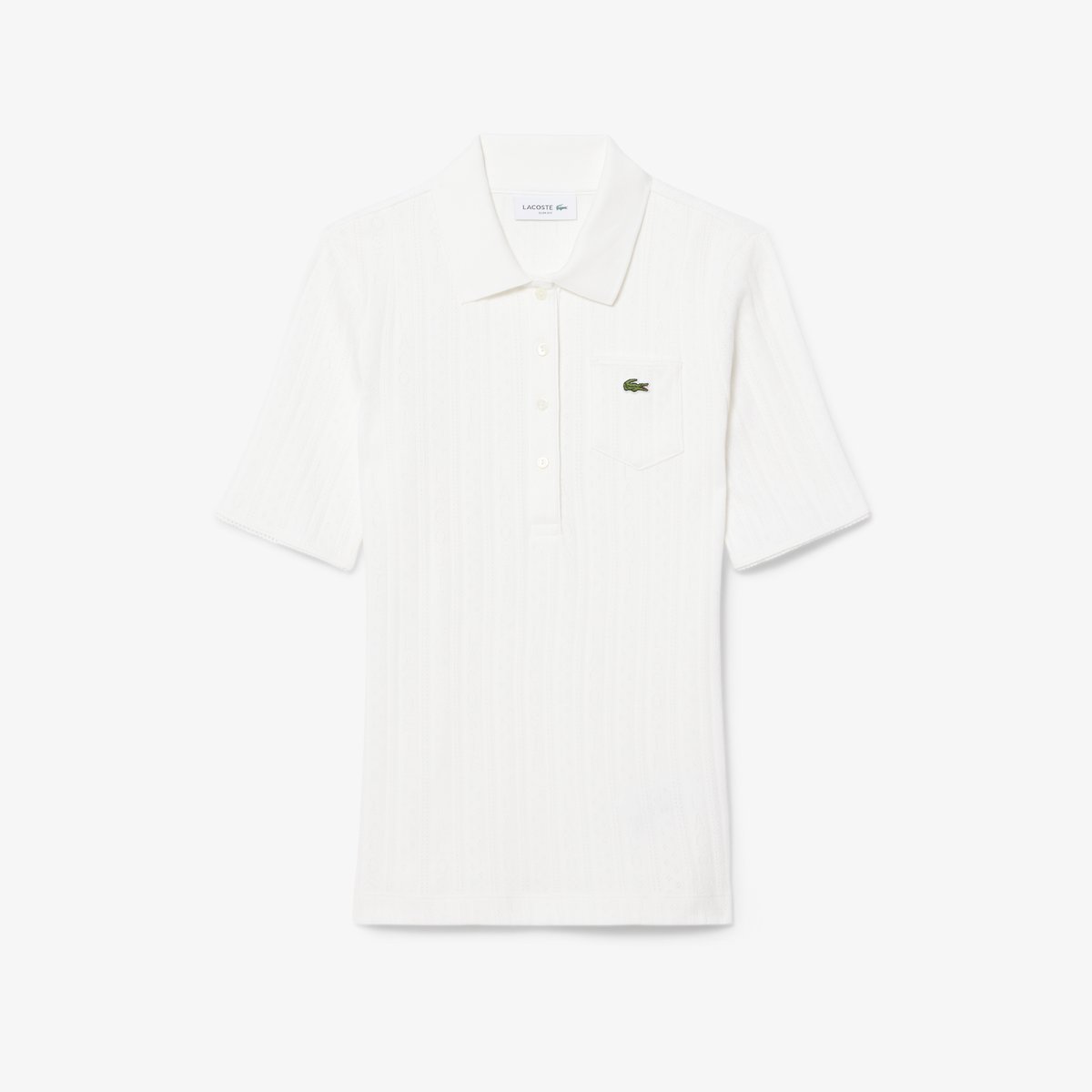 Polo maille pointelle slim fit blanc-70v, LACOSTE