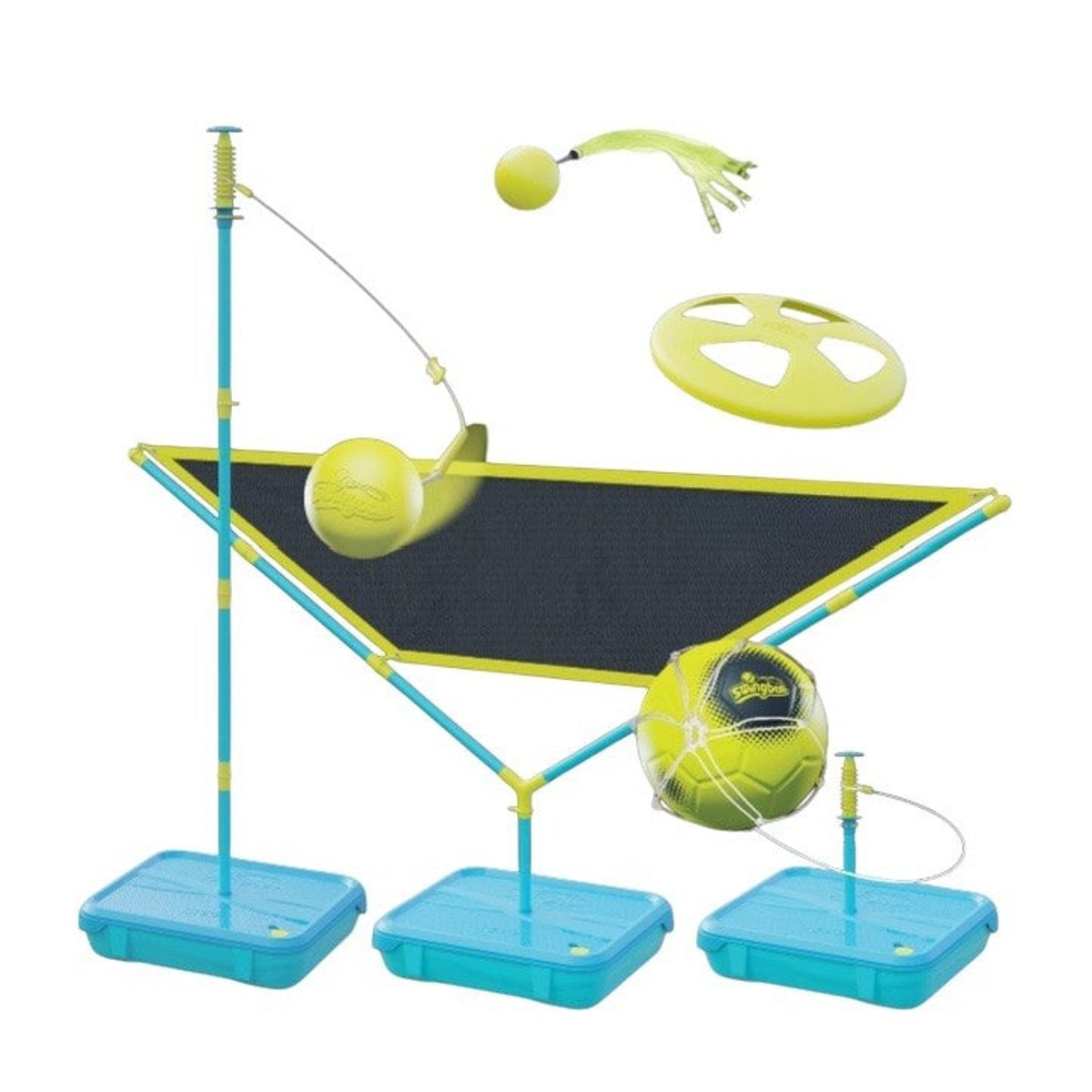 Pack jeux Swingball 5en1 toutes surfaces bleu - noir - jaune, SWINGBALL