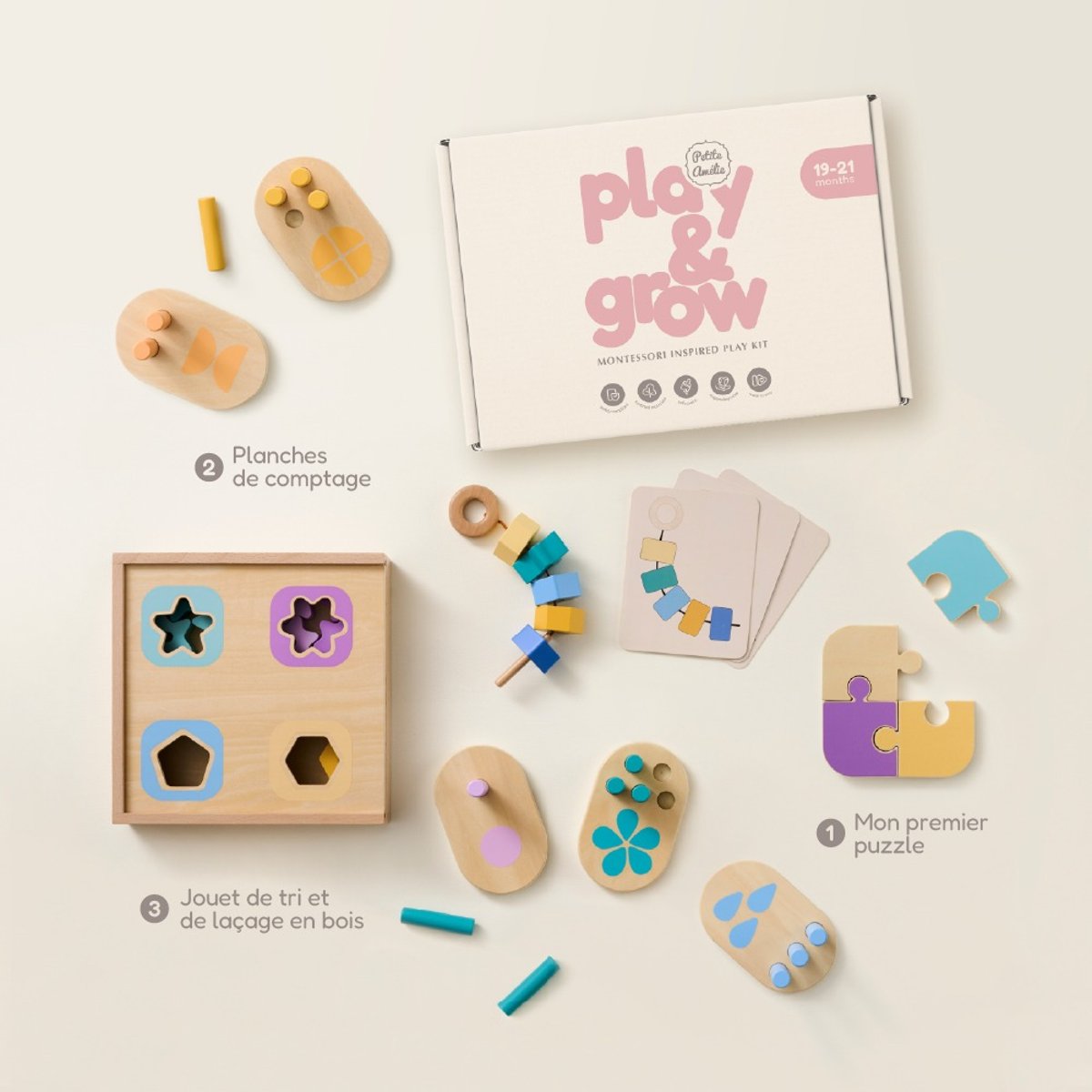 Coffret de jouets Montessori multicolore, PETITE AMELIE