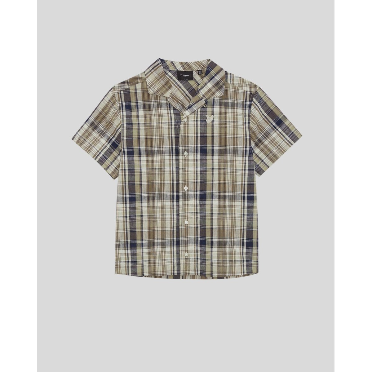 Chemise manches courtes en lin à carreaux vert herbe, LYLE & SCOTT