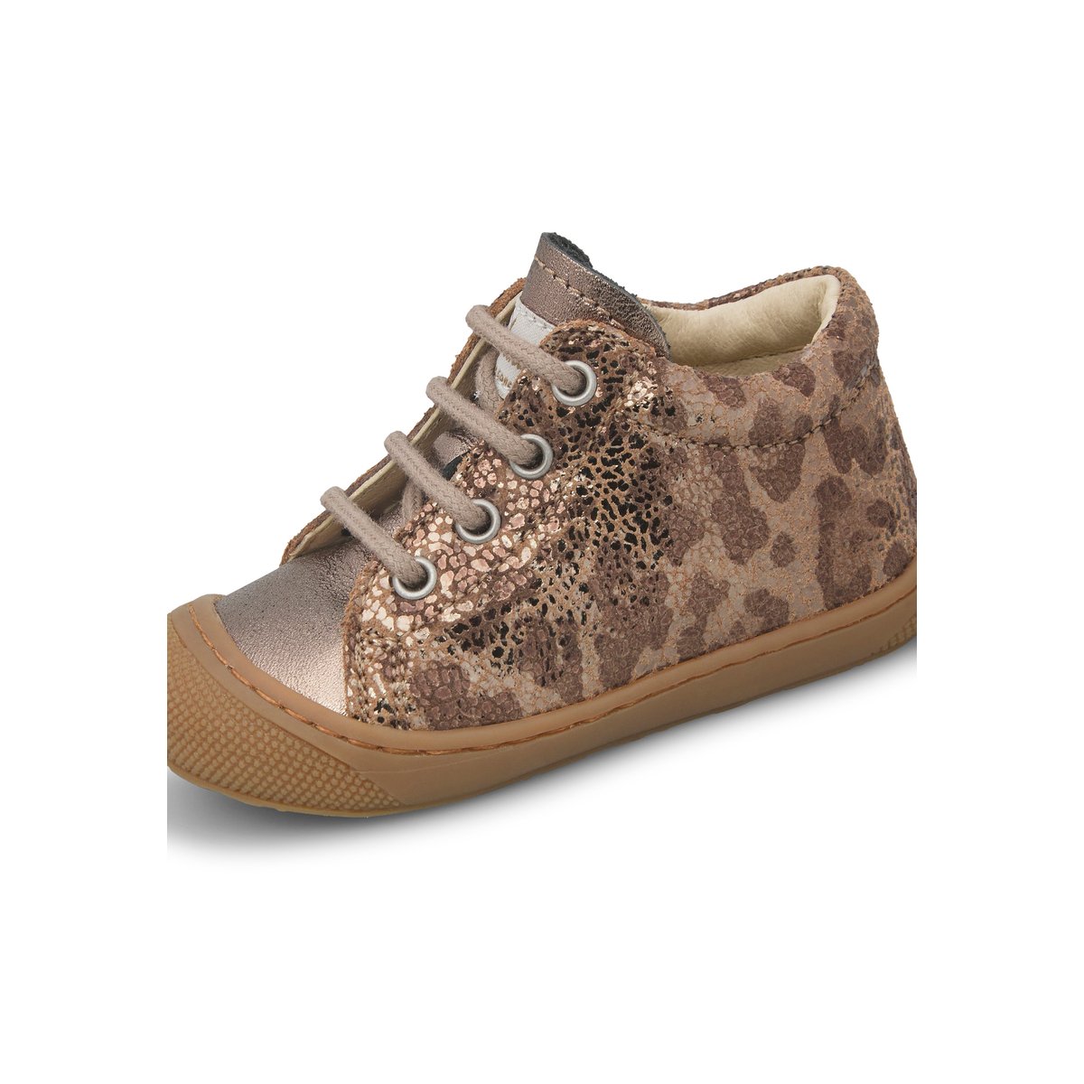 Chaussures en cuir pour les premiers pas avec zip COCOON ZIP marron-gris, NATURINO