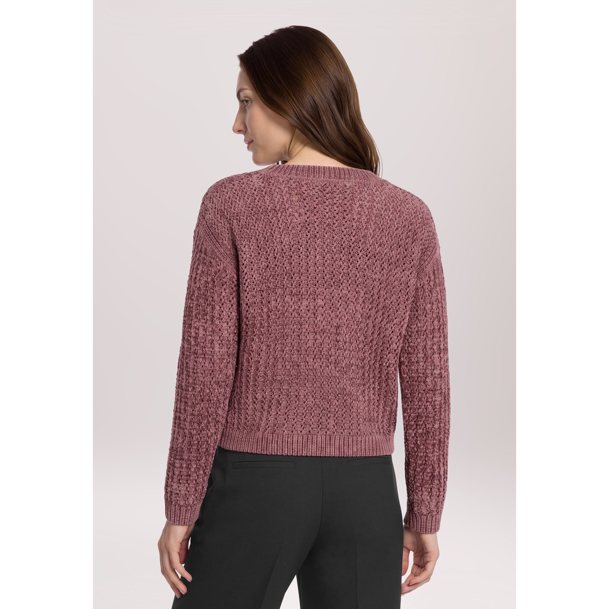 Pull-over en grosse maille à fils de fil textile rose taupe, BETTY BARCLAY