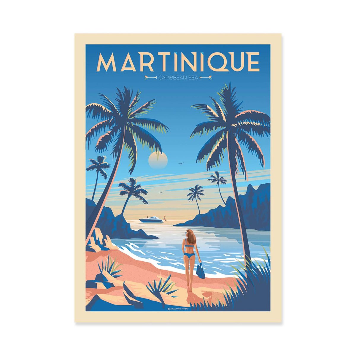 Affiche d'art - Martinique - Olahoop Travel Posters bleu, WALL EDITIONS