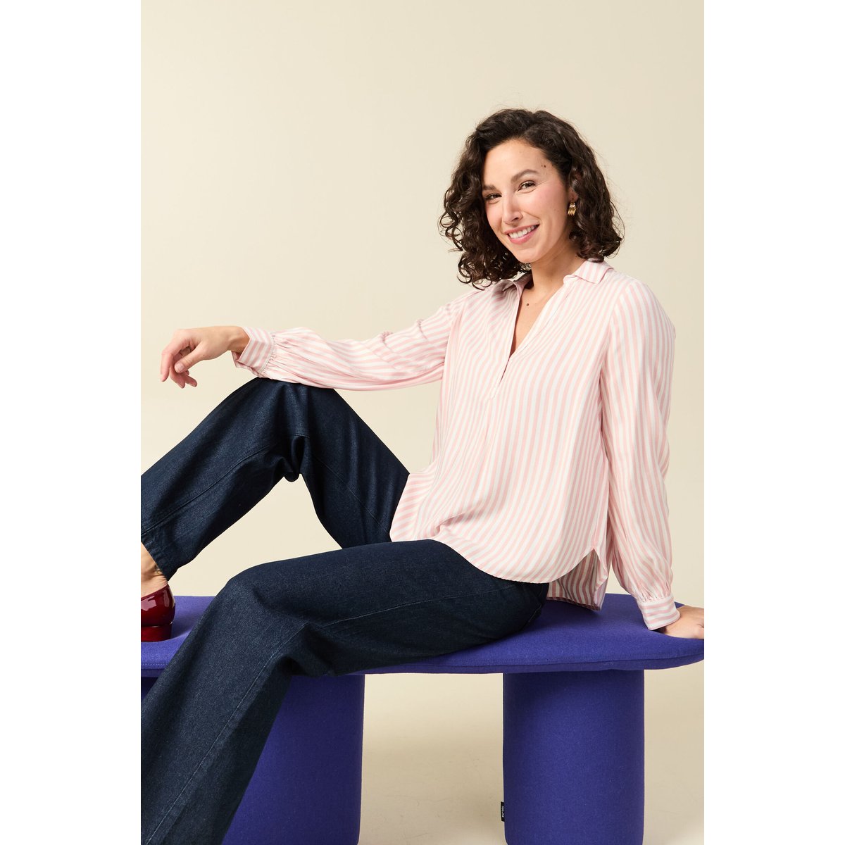 Blouse manches longues rose clair, BONOBO