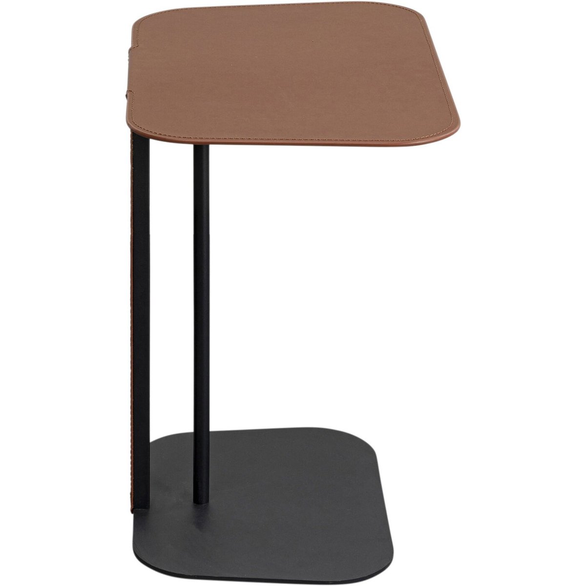 Table d'appoint en simili et acier, HEDI marron, KARE DESIGN
