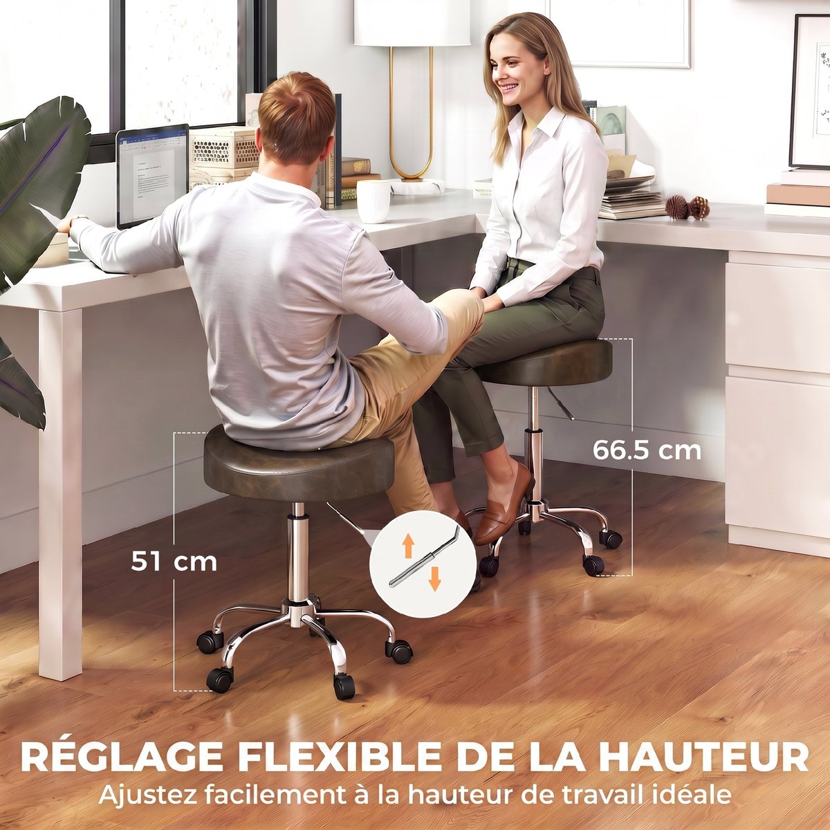 Tabouret de salon PU (65 % polyuréthane marron, HOMCOM