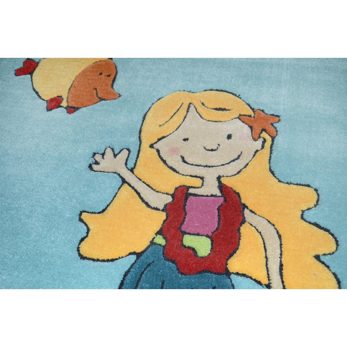 Tapis enfant Maui, la fillette de l'île, tufté turquoise, THEKO