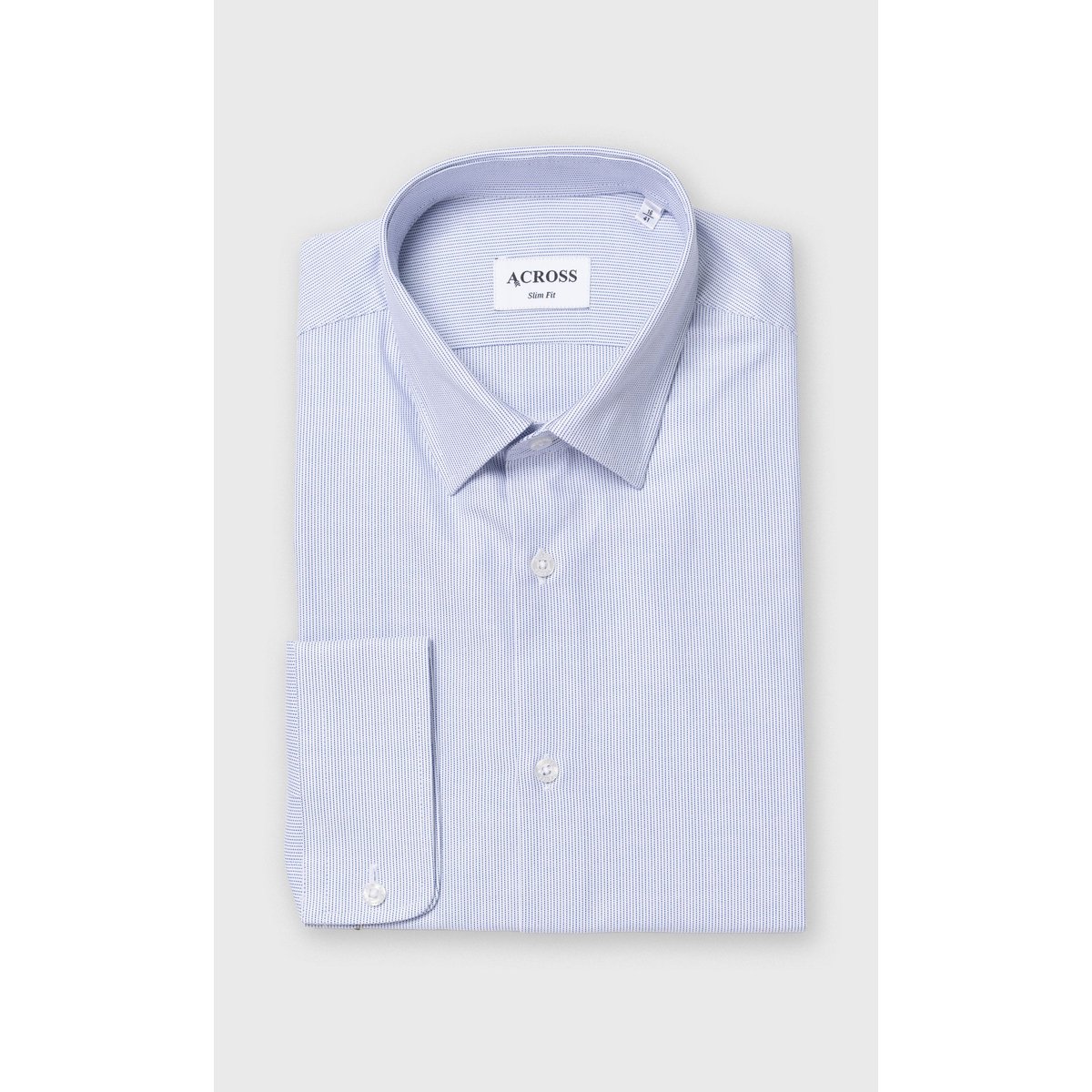 Chemise Slim fit à micro-motif bleu ciel, ACROSS