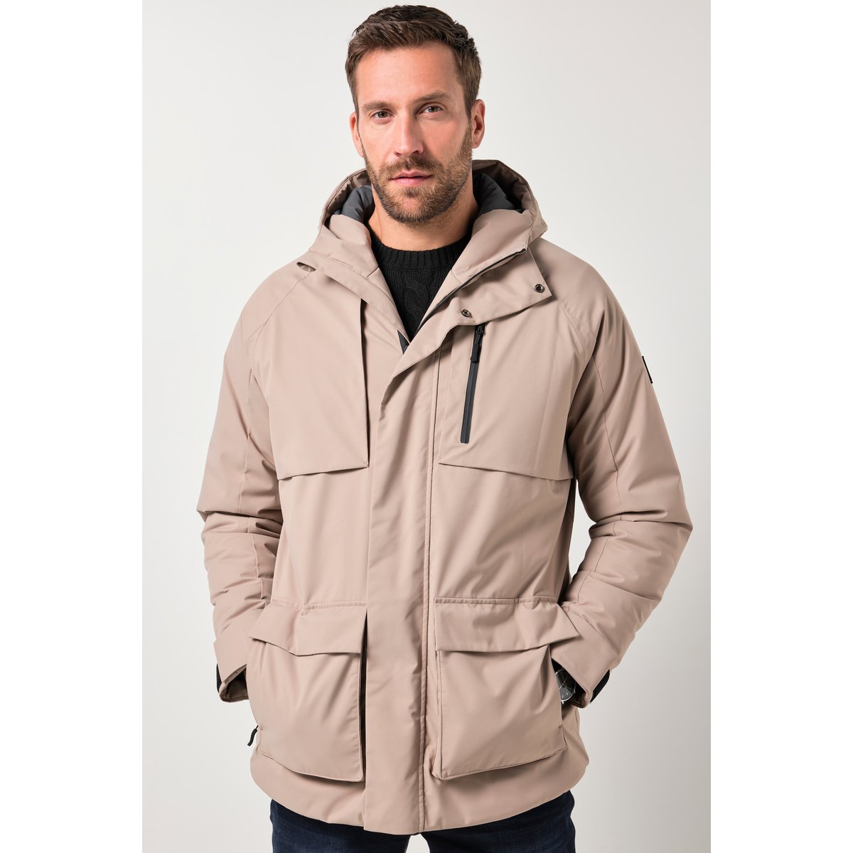 Veste technique imperméable, avec capuche mastic, JP1880